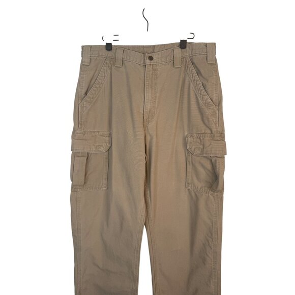 Carhartt 36 x 34 Mens Khaki Cargo Pants Dungaree Fit 100% Durable Workwear - Picture 11 of 14